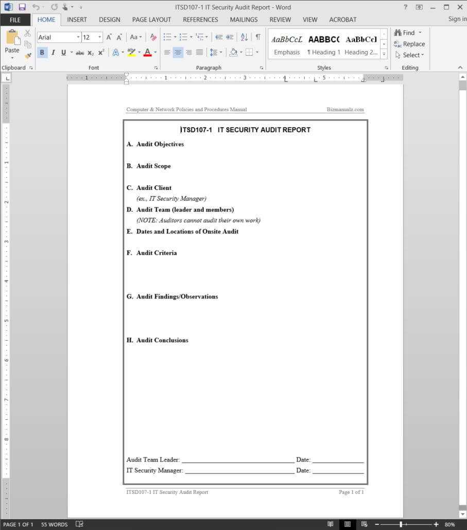 It Security Audit Report Template | Itsd107 1 Within Security Audit Report Template