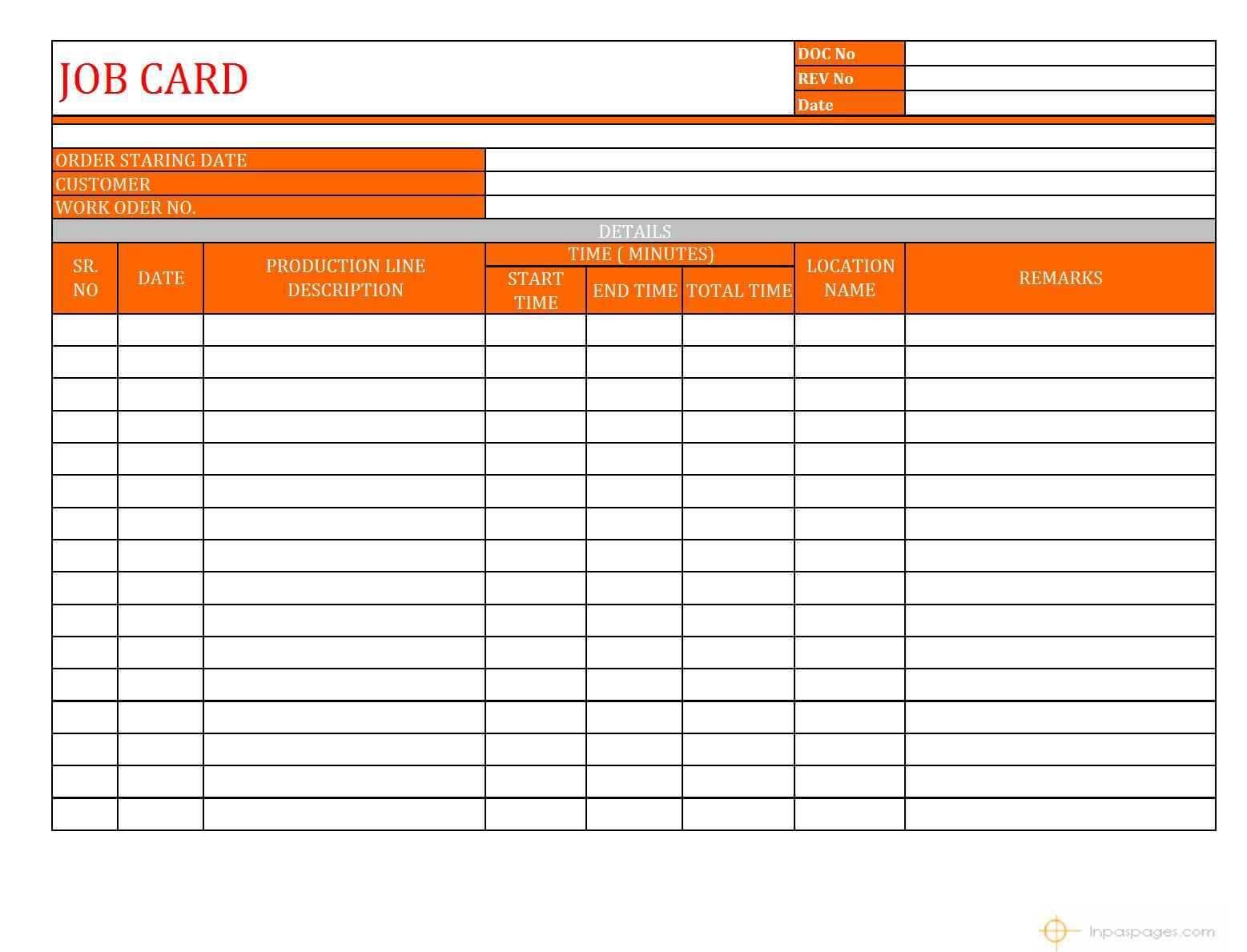 Job Card Sample Doc – Topa.mastersathletics.co In Job Card Template Mechanic