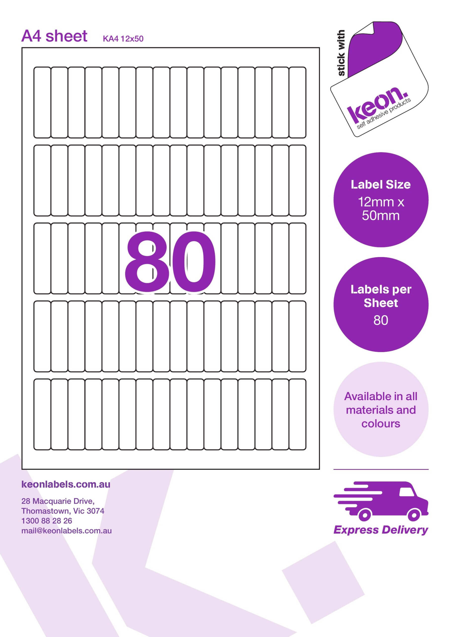 Ka4 12 X 50 R44 With Word Label Template 12 Per Sheet