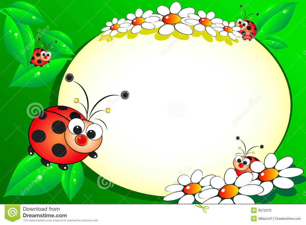 Kid Scrapbook With Blank Frame Message Stock Vector Within Blank Ladybug Template