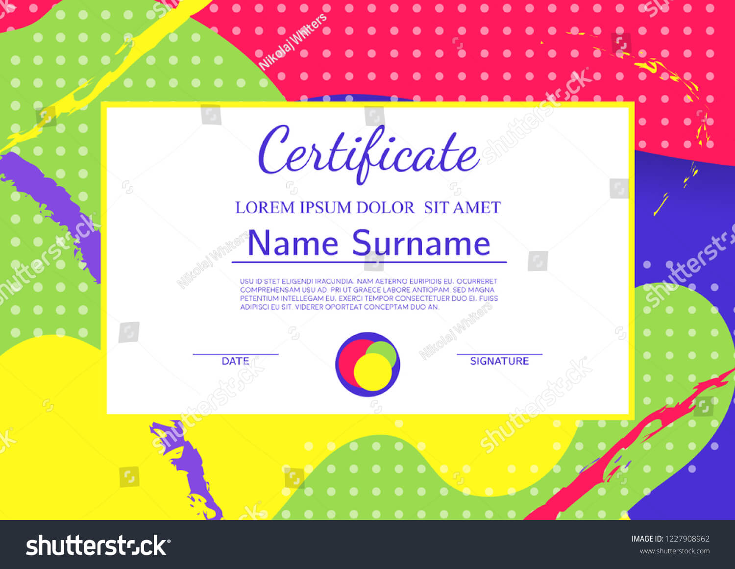 Kids Diploma Certificate Template Abstract Shapes Stock Throughout Fun Certificate Templates