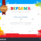 Kids Diploma Certificate Template Colorful Background Stock Within Preschool Graduation Certificate Template Free