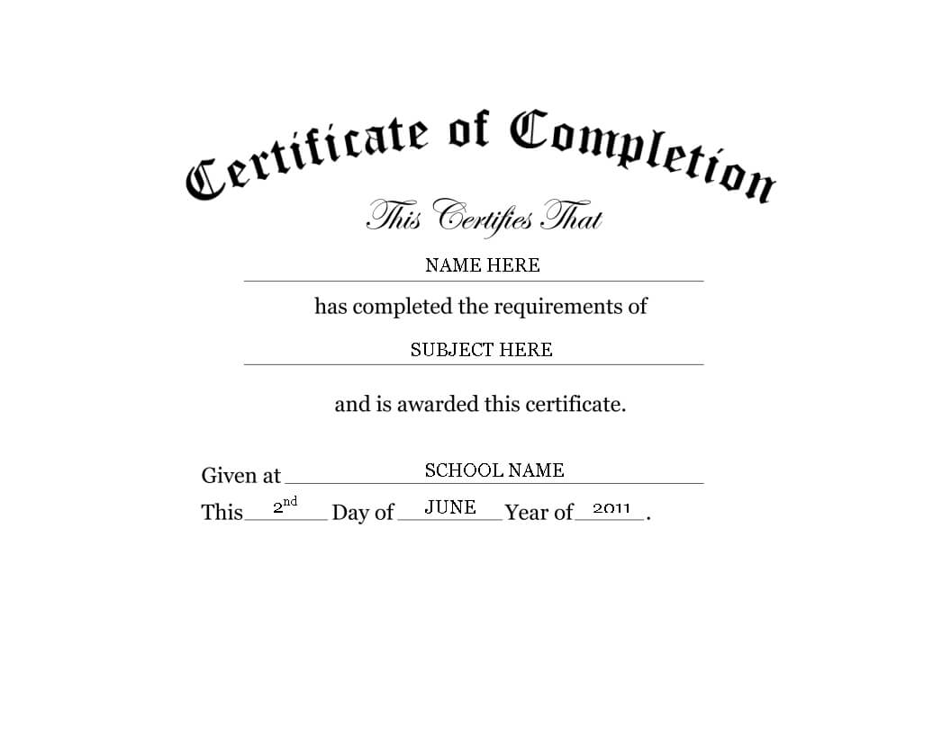 Kindergarten Preschool Certificate Of Completion Word With Regard To Certificate Of Completion Template Word