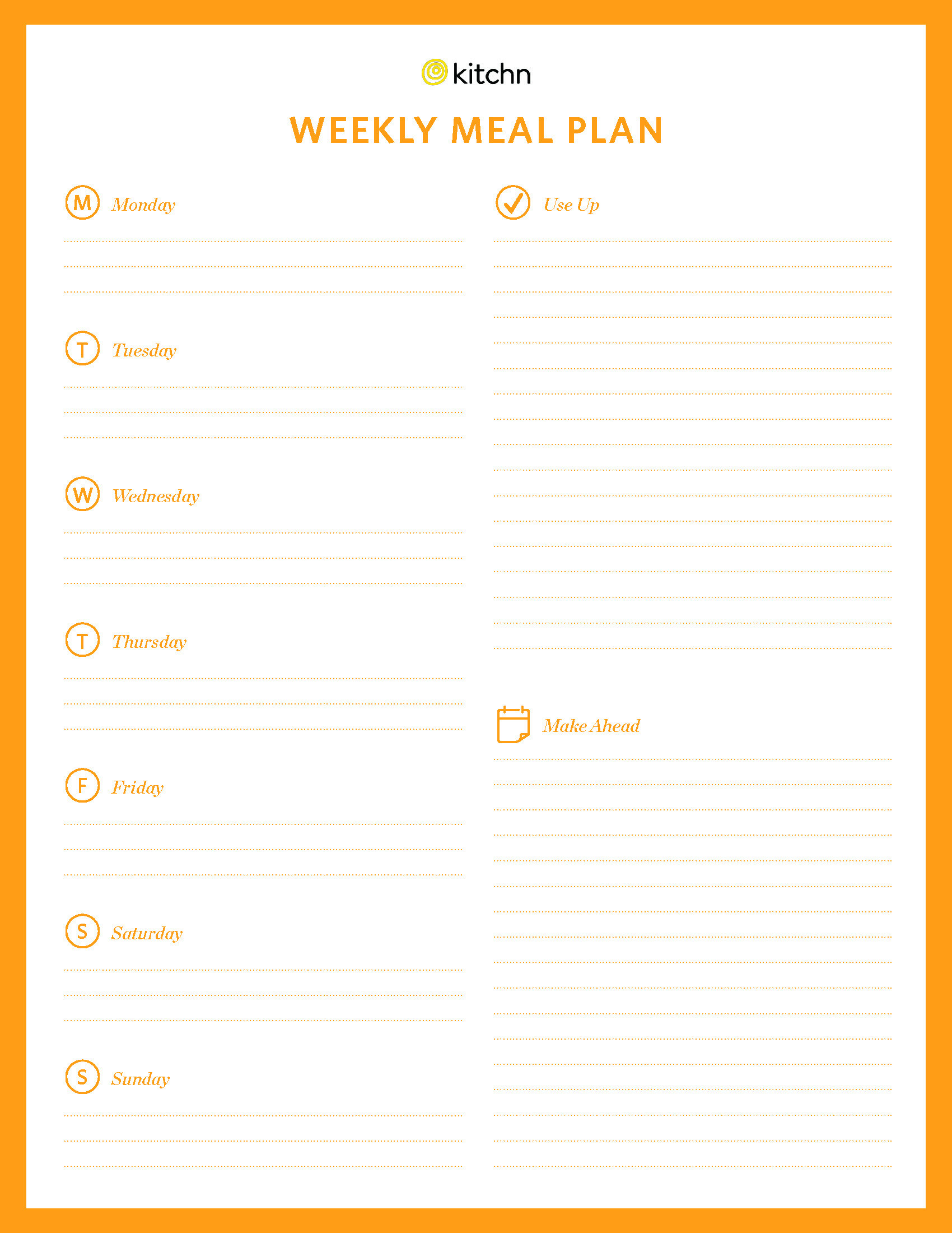 Kitchn's Meal Plan Template | Kitchn Throughout Blank Meal Plan Template