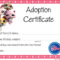 Kitten Adoption Certificate With Toy Adoption Certificate Template