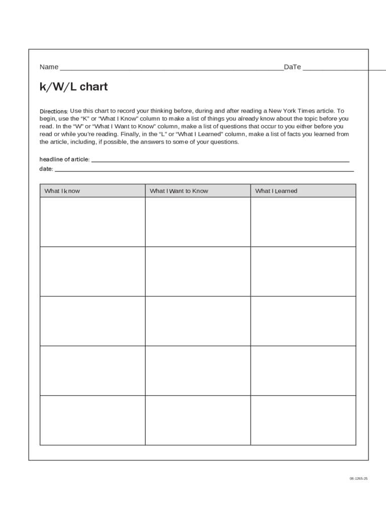 Kwl Chart – 3 Free Templates In Pdf, Word, Excel Download Regarding Kwl Chart Template Word Document