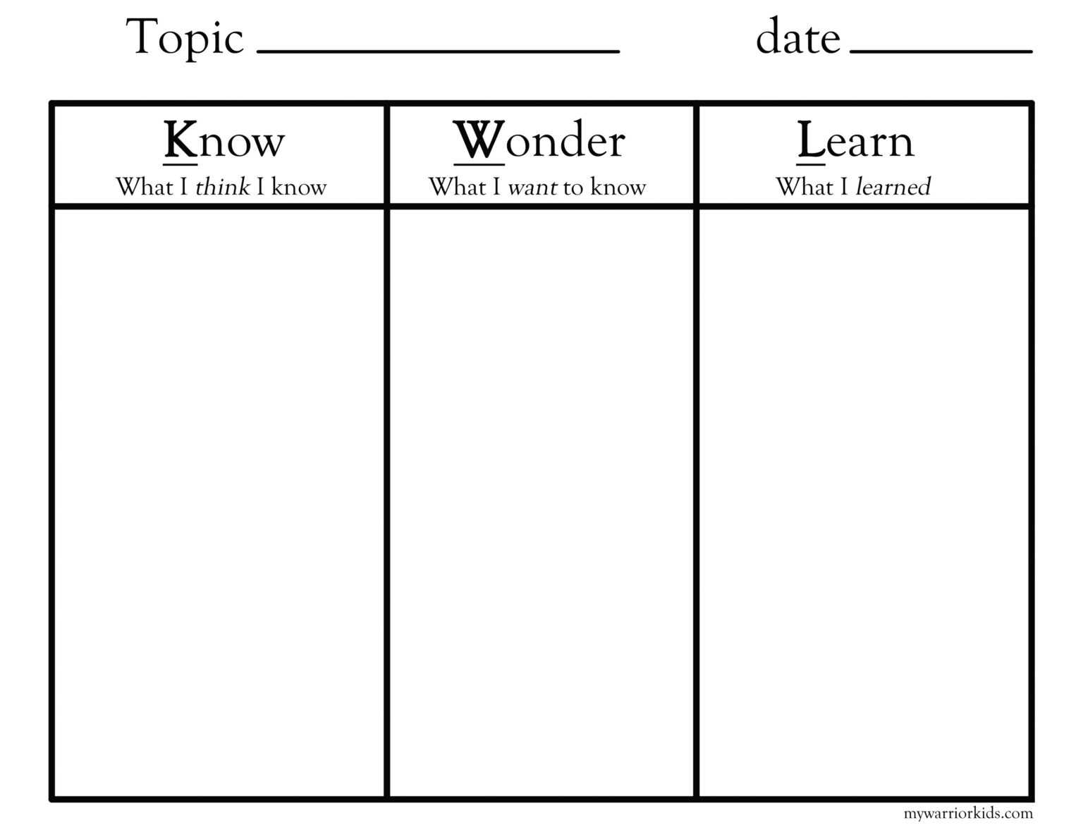 Kwl Chart Template Word Document Professional Template