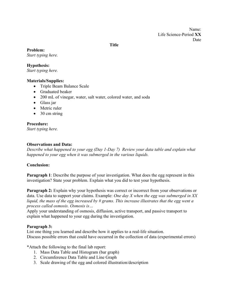 Lab Report Template Throughout Lab Report Conclusion Template