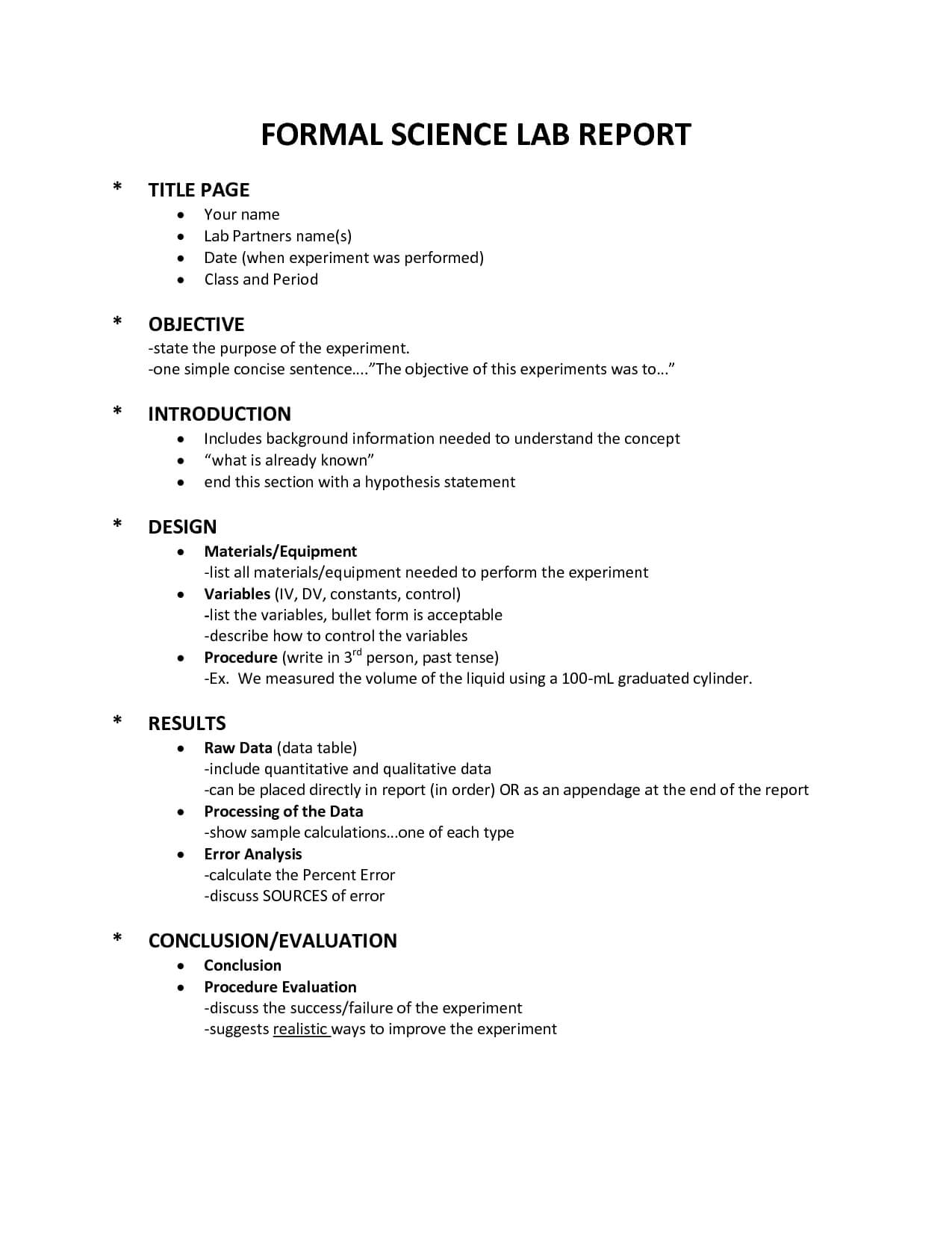 Lab Report Templates Format Examples A C2 90 85 Template Cs Inside Science Lab Report Template