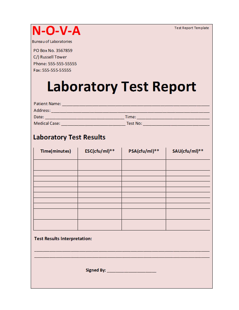 Laboratory Test Report Template Pertaining To Medical Report Template Free Downloads