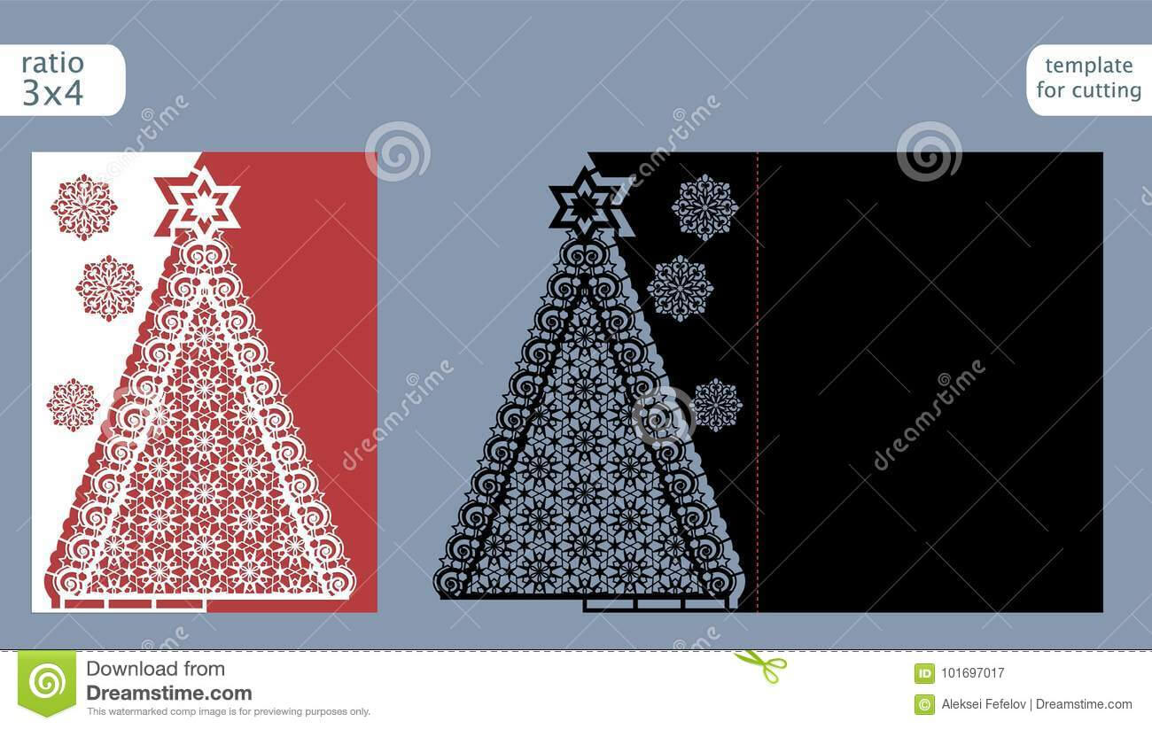 Laser Cut Out Christmas Card Template. Die Cut Paper Card In Fold Out Card Template