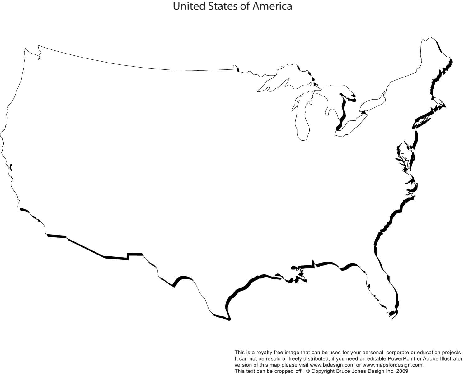 Legible North America Map No Borders United State Map With In United States Map Template Blank