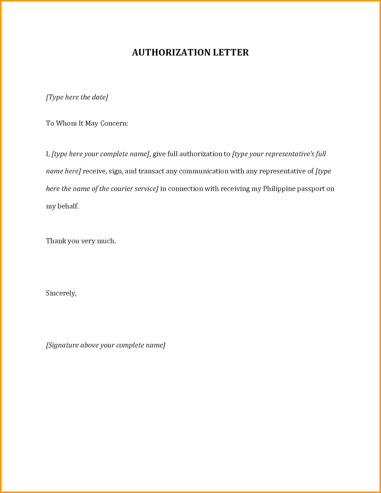 Letter Of Authorization To Pick Up Document – Zohre For Certificate Of Authorization Template