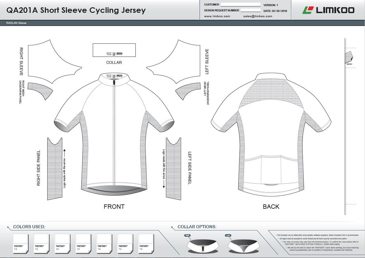 Limkoo Throughout Blank Cycling Jersey Template