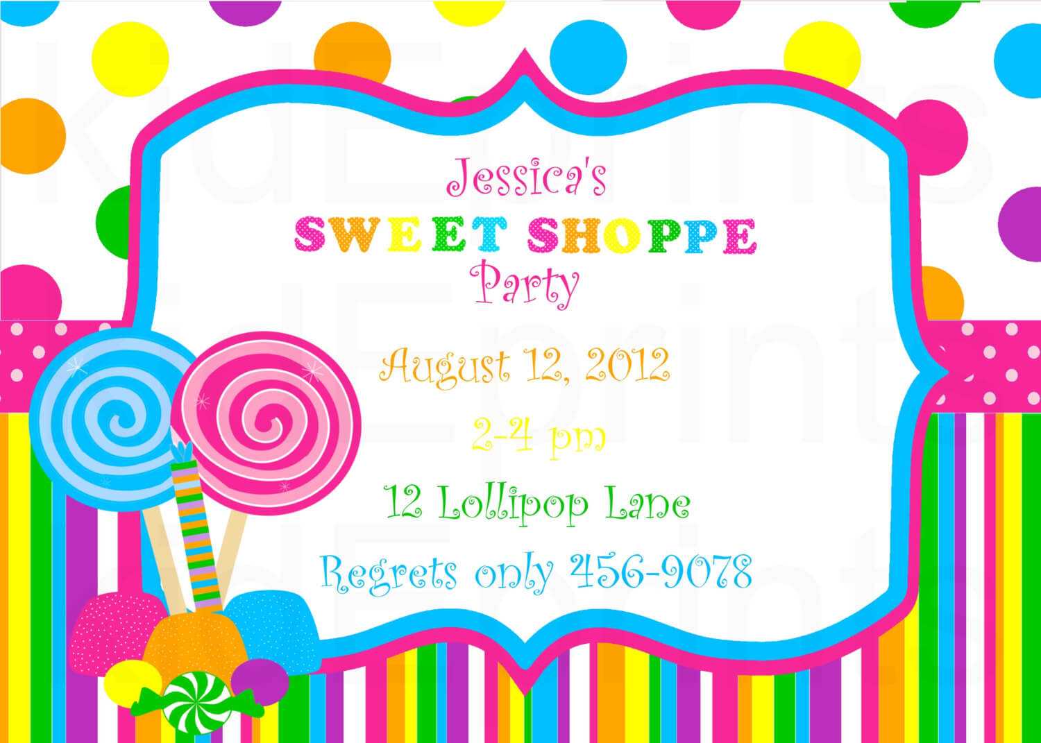 Lollipop Invitation Templates For Blank Candyland Template