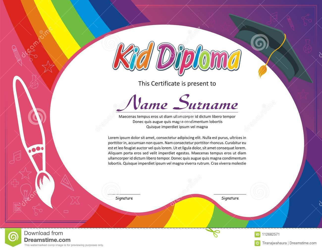 Lovely Kid Diploma – Certificate Stock Vector – Illustration Intended For Children's Certificate Template