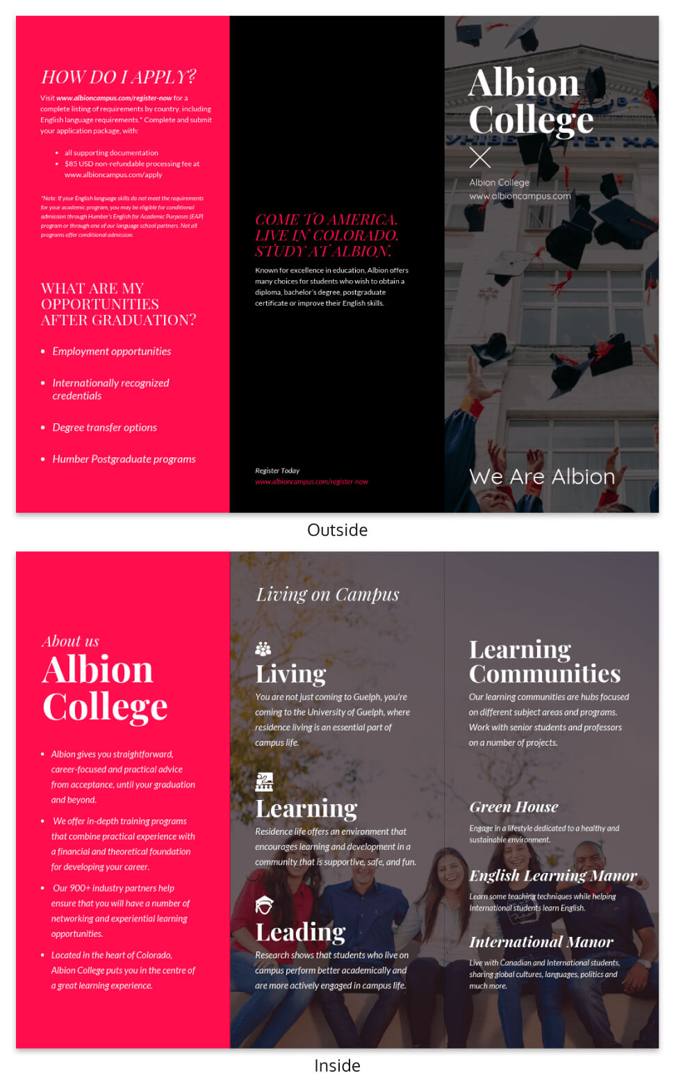 Magenta College Tri Fold Brochure Template With Regard To Tri Fold School Brochure Template