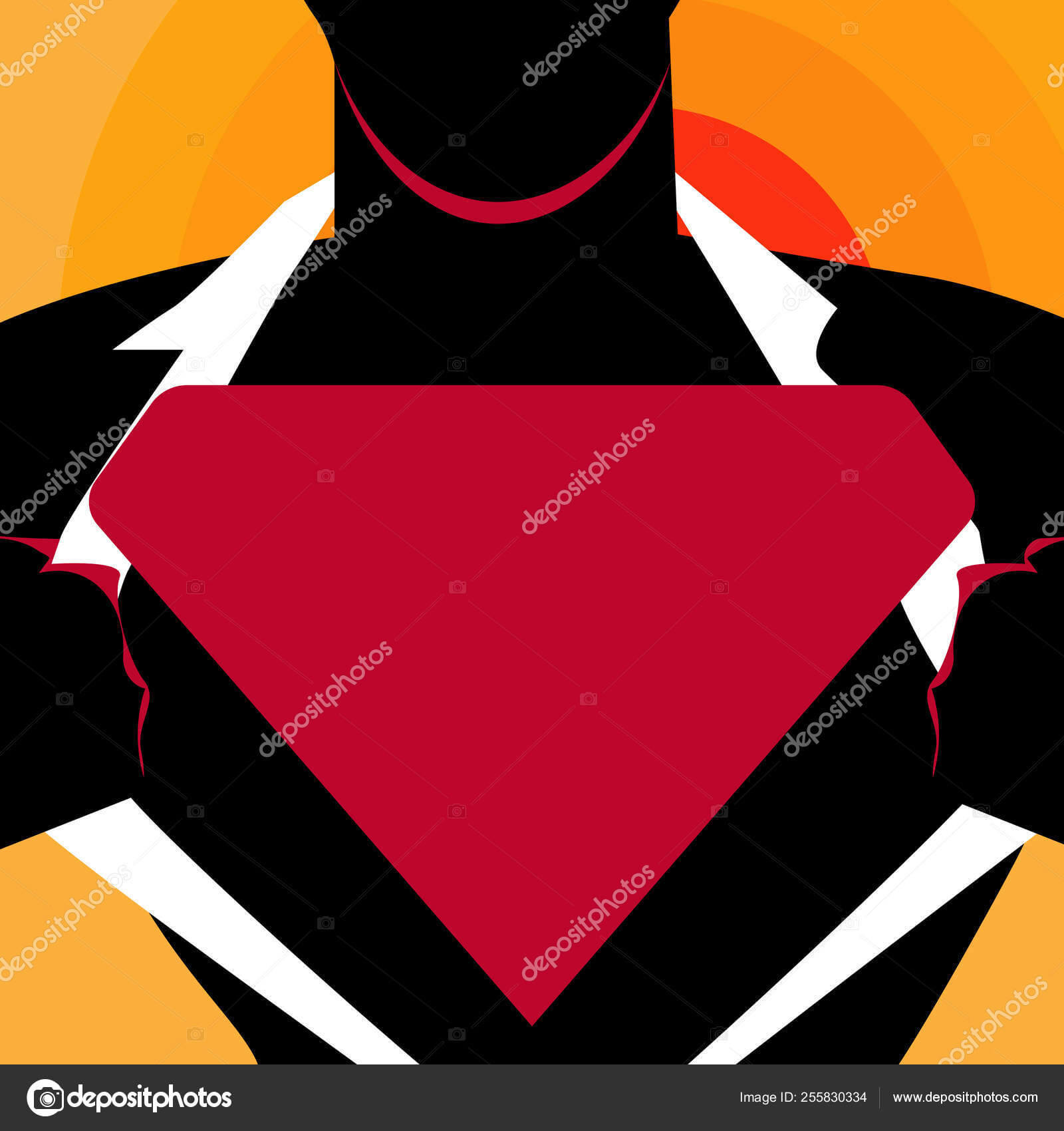 Man In Superman Pose Opening Shirt To Reveal Blank Within Blank Superman Logo Template