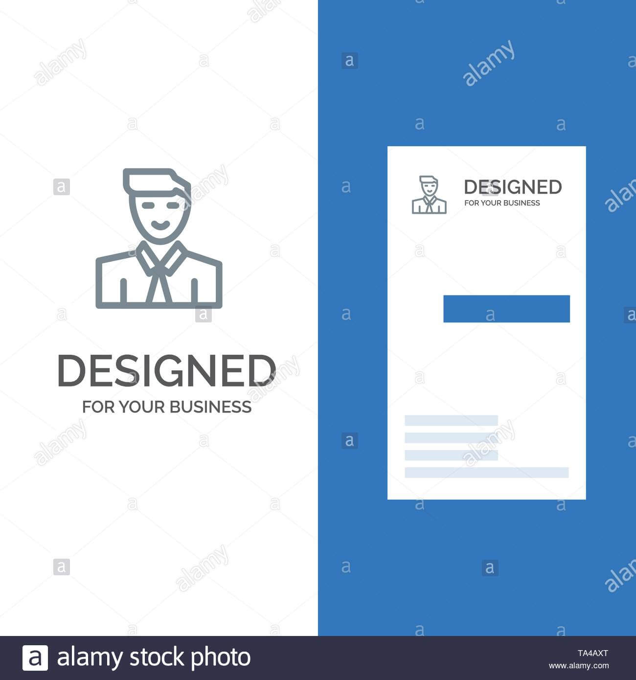 Man, User, Student, Teacher, Avatar Grey Logo Design And With Student Business Card Template