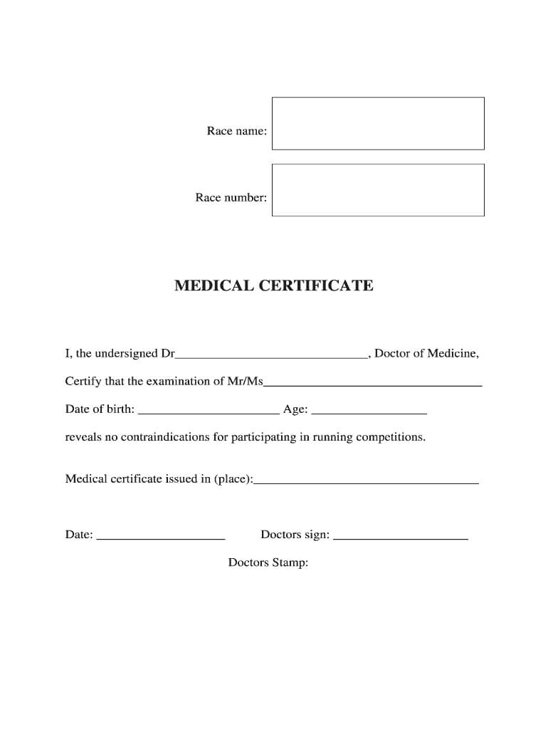 Marathon Medical Certificate – Fill Online, Printable In Free Fake Medical Certificate Template