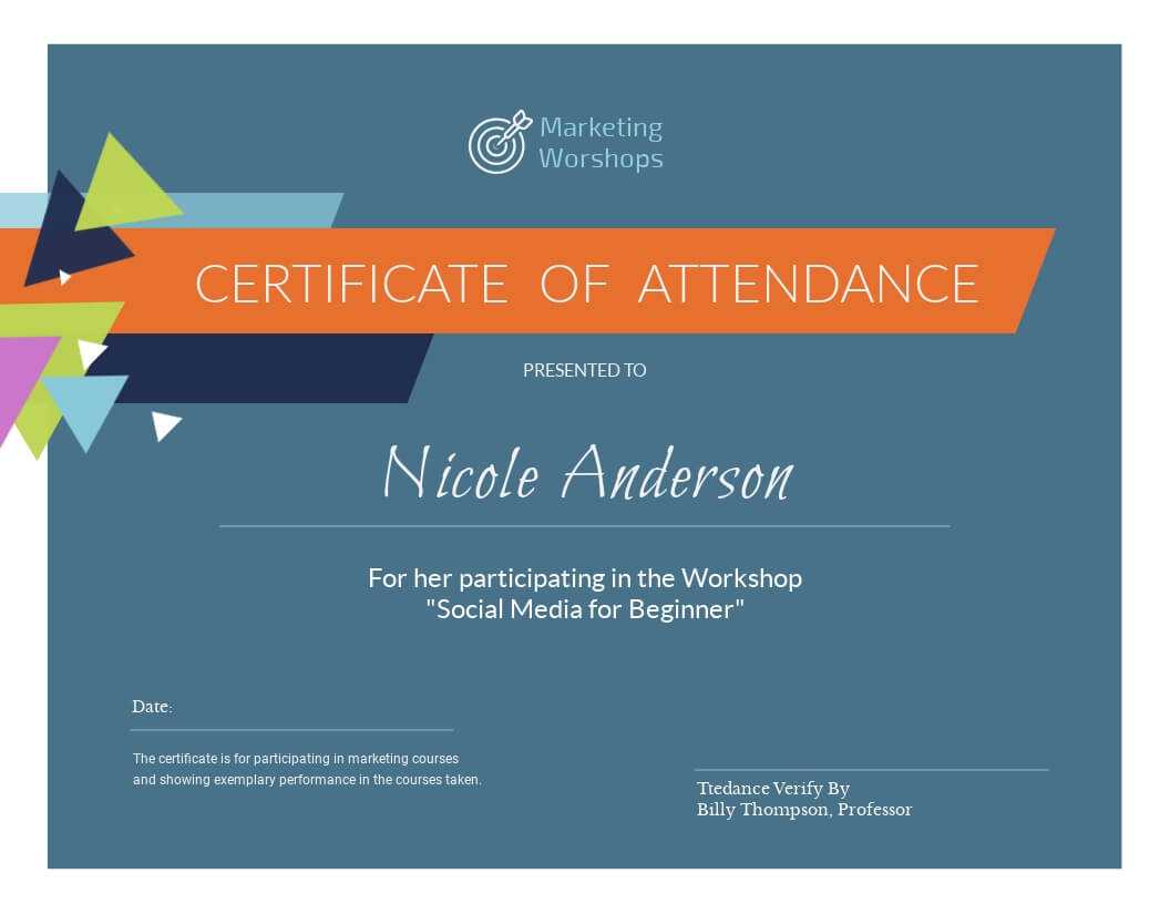 Marketing Workshop - Certificate Template - Visme With Regard To Workshop Certificate Template