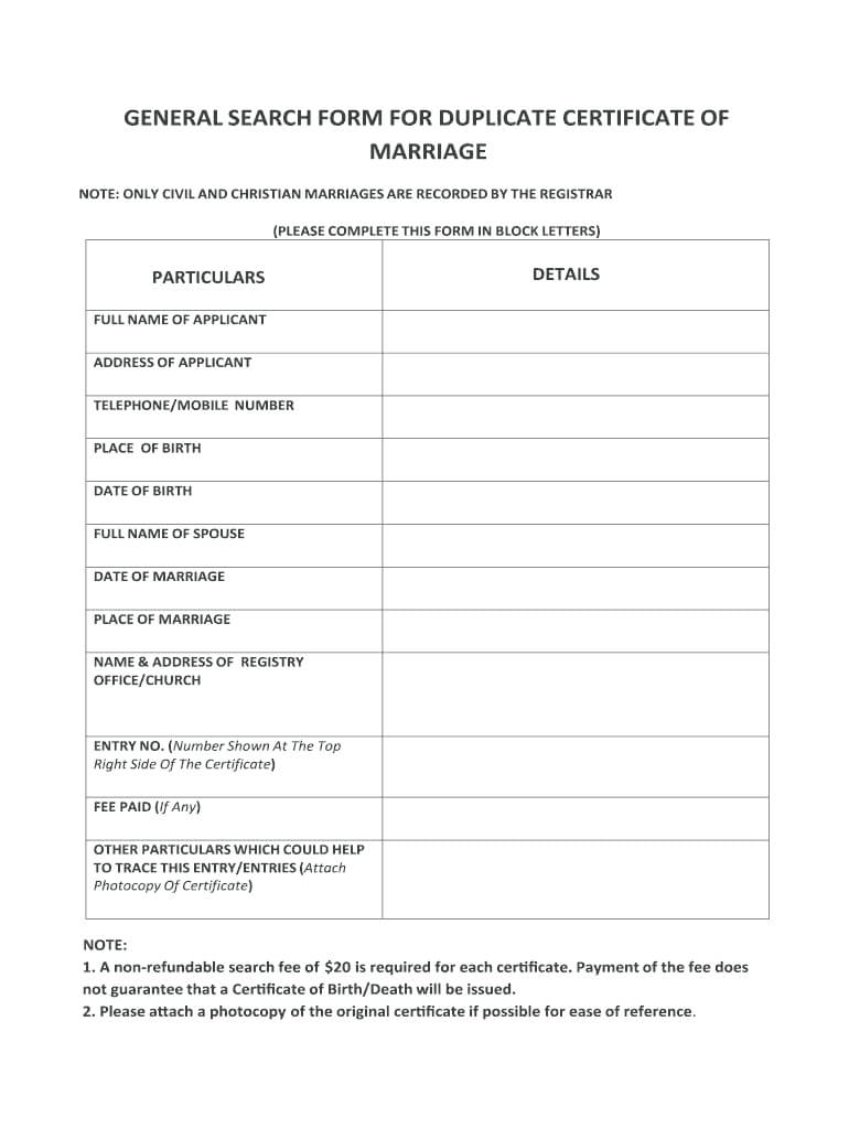 Marriage Certificate Kenya – Fill Online, Printable With Certificate Of Disposal Template