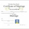Marriage Certificate Template – Certificate Templates In Blank Marriage Certificate Template