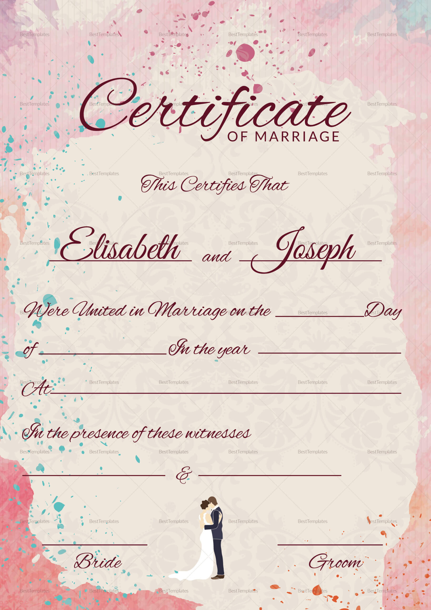 Marriage Certificate Templates – Yatay.horizonconsulting.co Regarding Blank Marriage Certificate Template