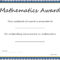 Mathematics Award Certificate Template – Sample Templates Regarding Math Certificate Template