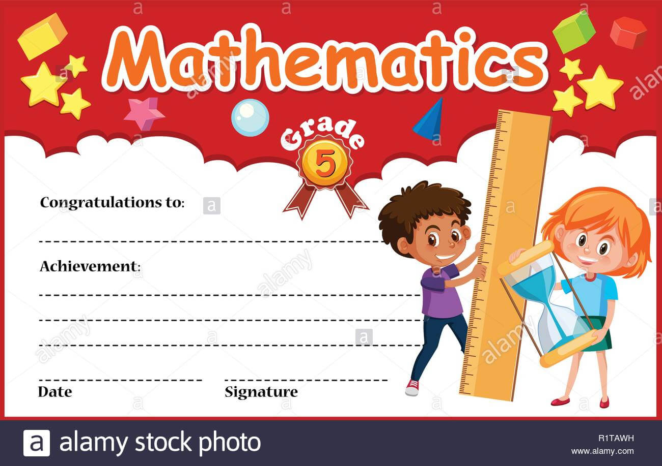 Mathematics Diploma Certificate Template Illustration Stock In Math Certificate Template