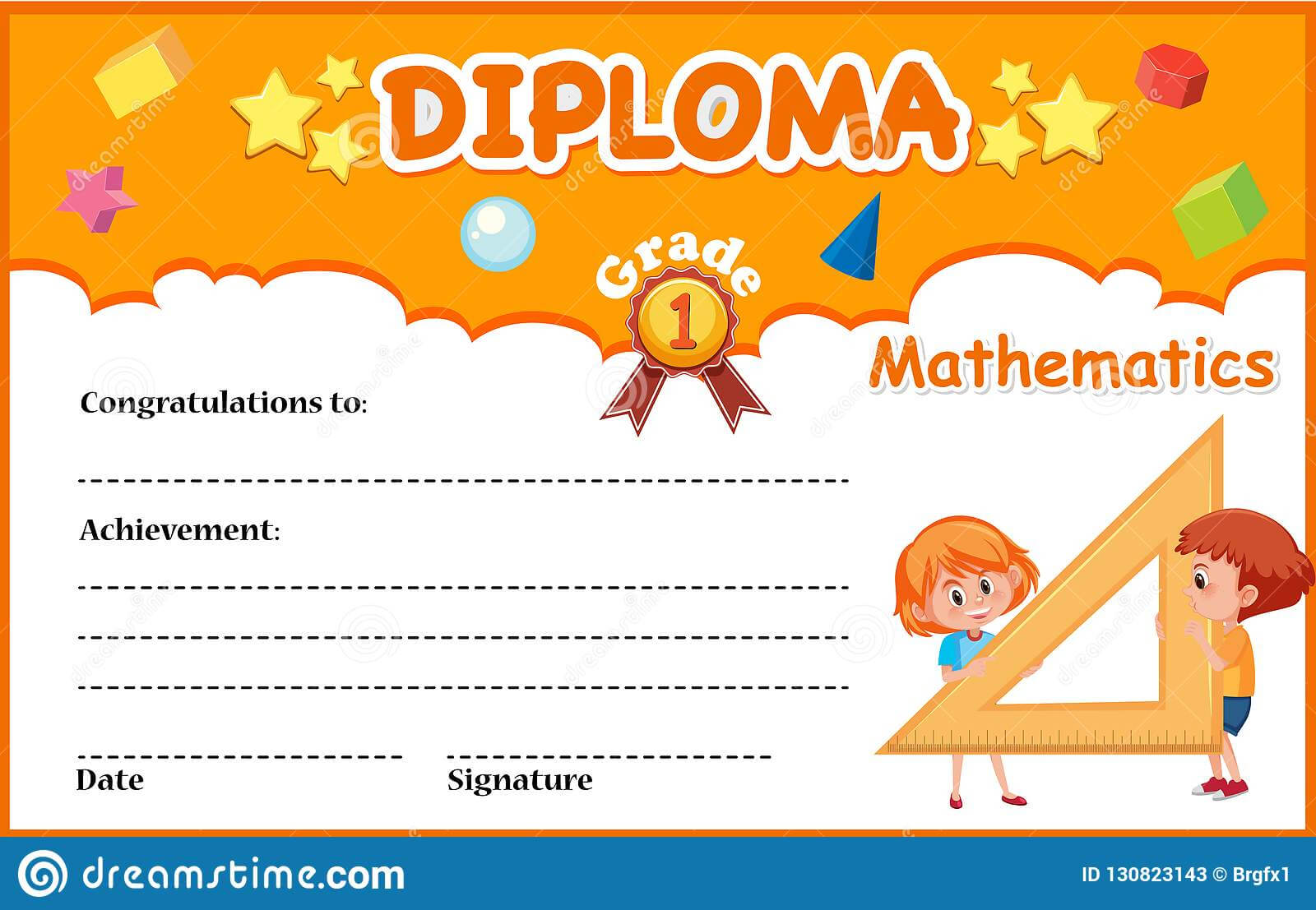 Mathematics Diploma Certificate Template Stock Vector With Regard To Math Certificate Template