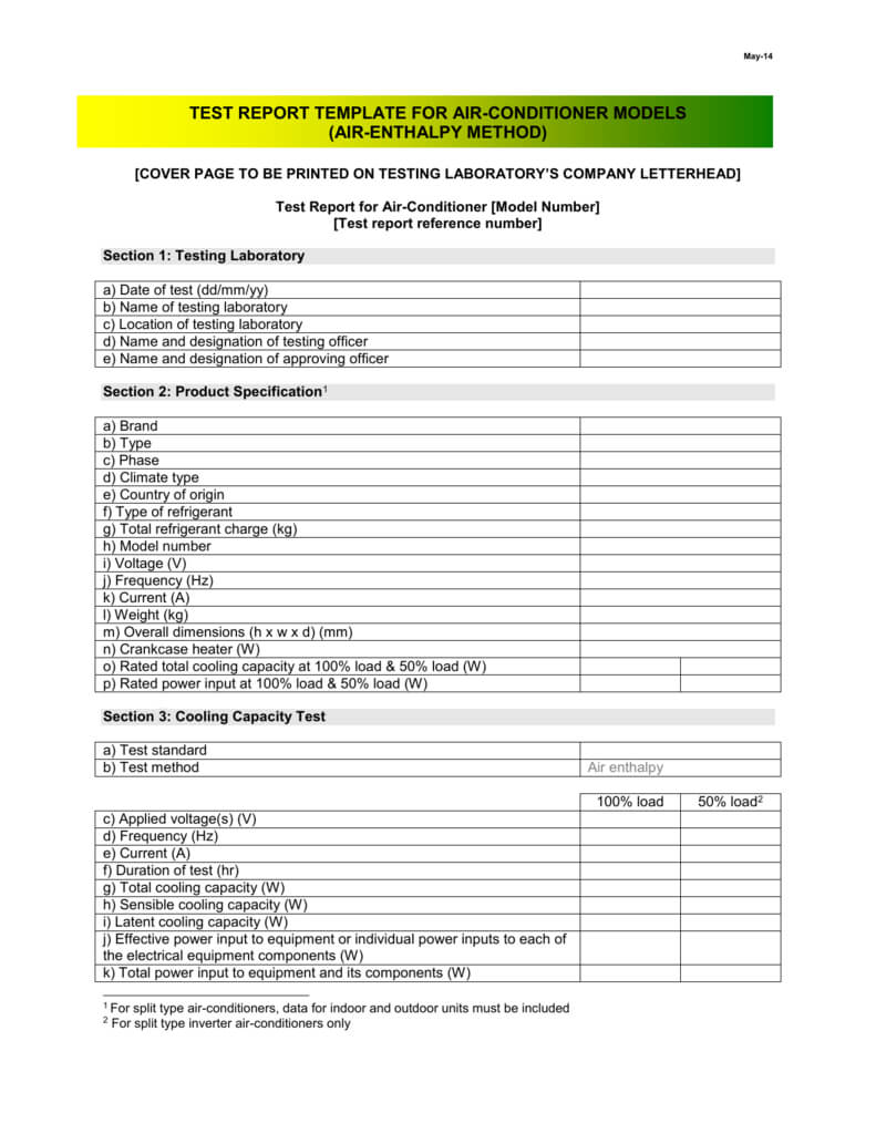 May 14 Test Report Template For Air With Regard To Test Result Report Template