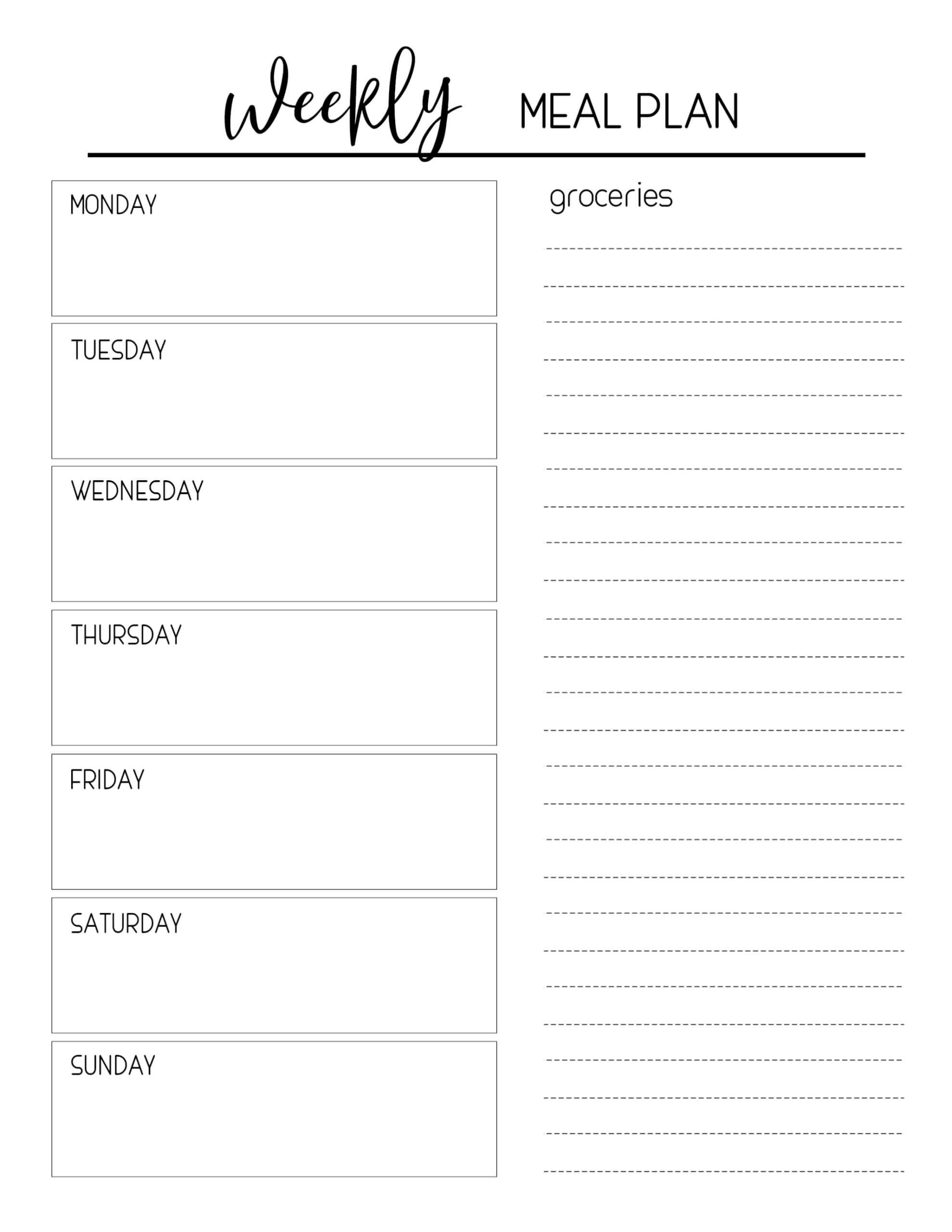 Meal Plan Printable Template – Zohre.horizonconsulting.co Throughout Weekly Meal Planner Template Word