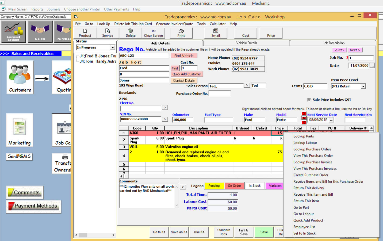 Mechanical Workshop Software, Tyre Sales Software Intended For Mechanic Job Card Template