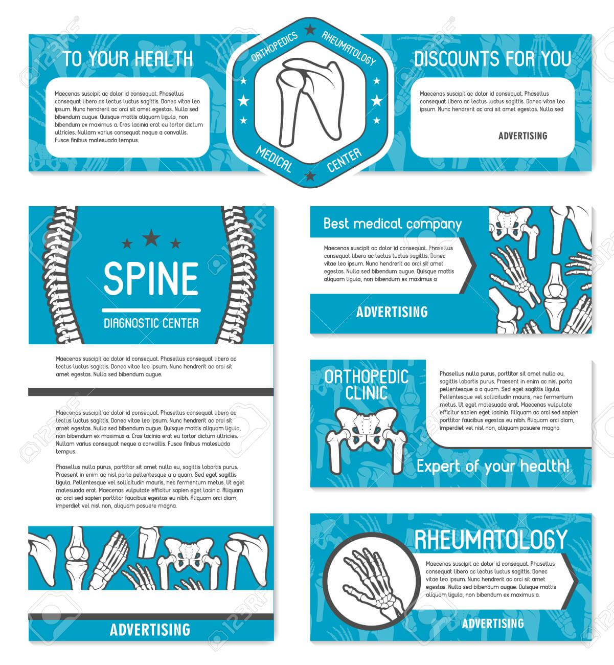 Medical Banner Set Of Orthopedics And Rheumatology Medicine Template Regarding Medical Banner Template