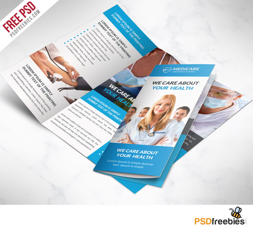 Medical Care And Hospital Trifold Brochure Template Free Psd Intended For Ai Brochure Templates Free Download
