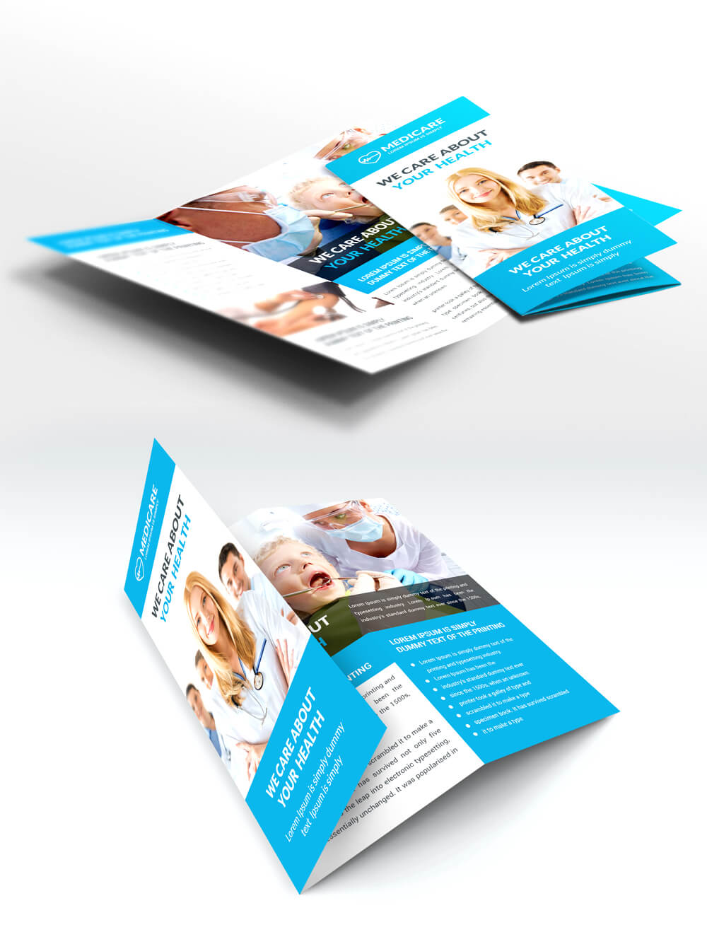 Medical Care And Hospital Trifold Brochure Template Free Psd Regarding 3 Fold Brochure Template Psd Free Download