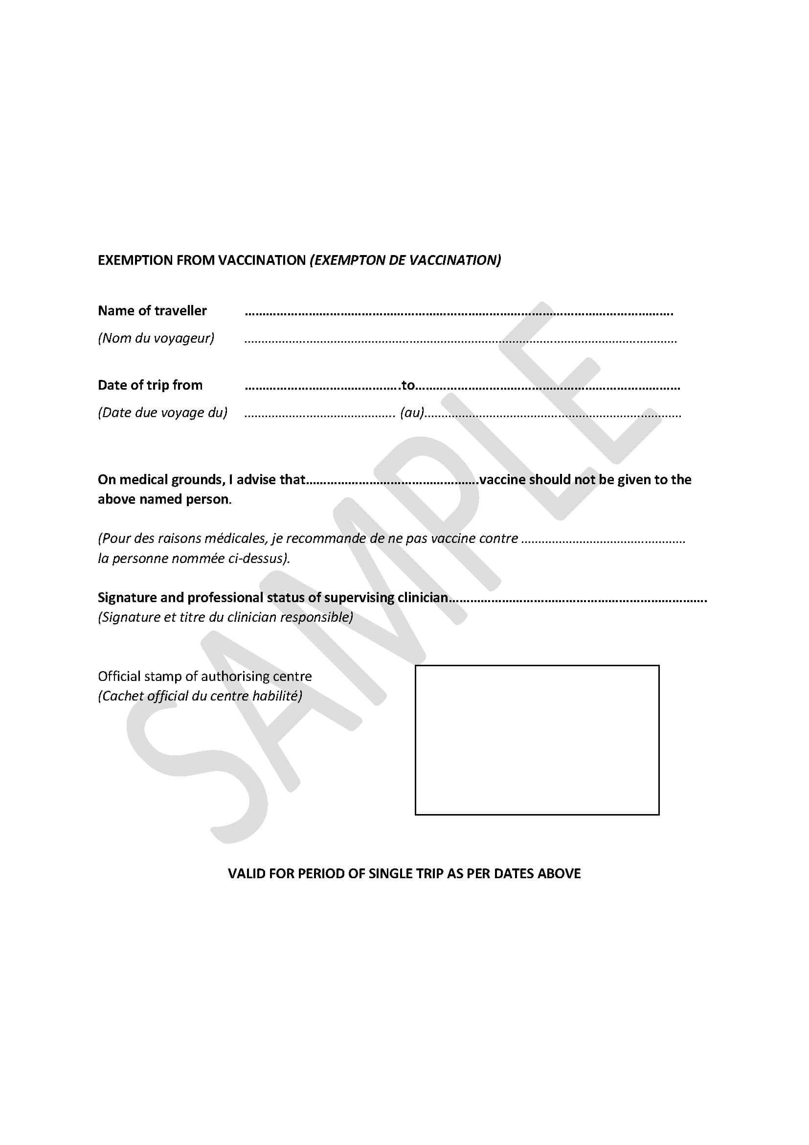 Medical Letter Of Exemption Yellow Fever Zone Regarding Certificate Of Vaccination Template