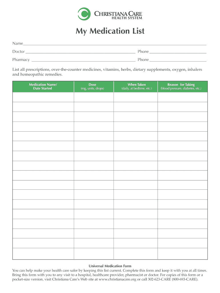 Medication List Form – Fill Online, Printable, Fillable Intended For Medication Card Template