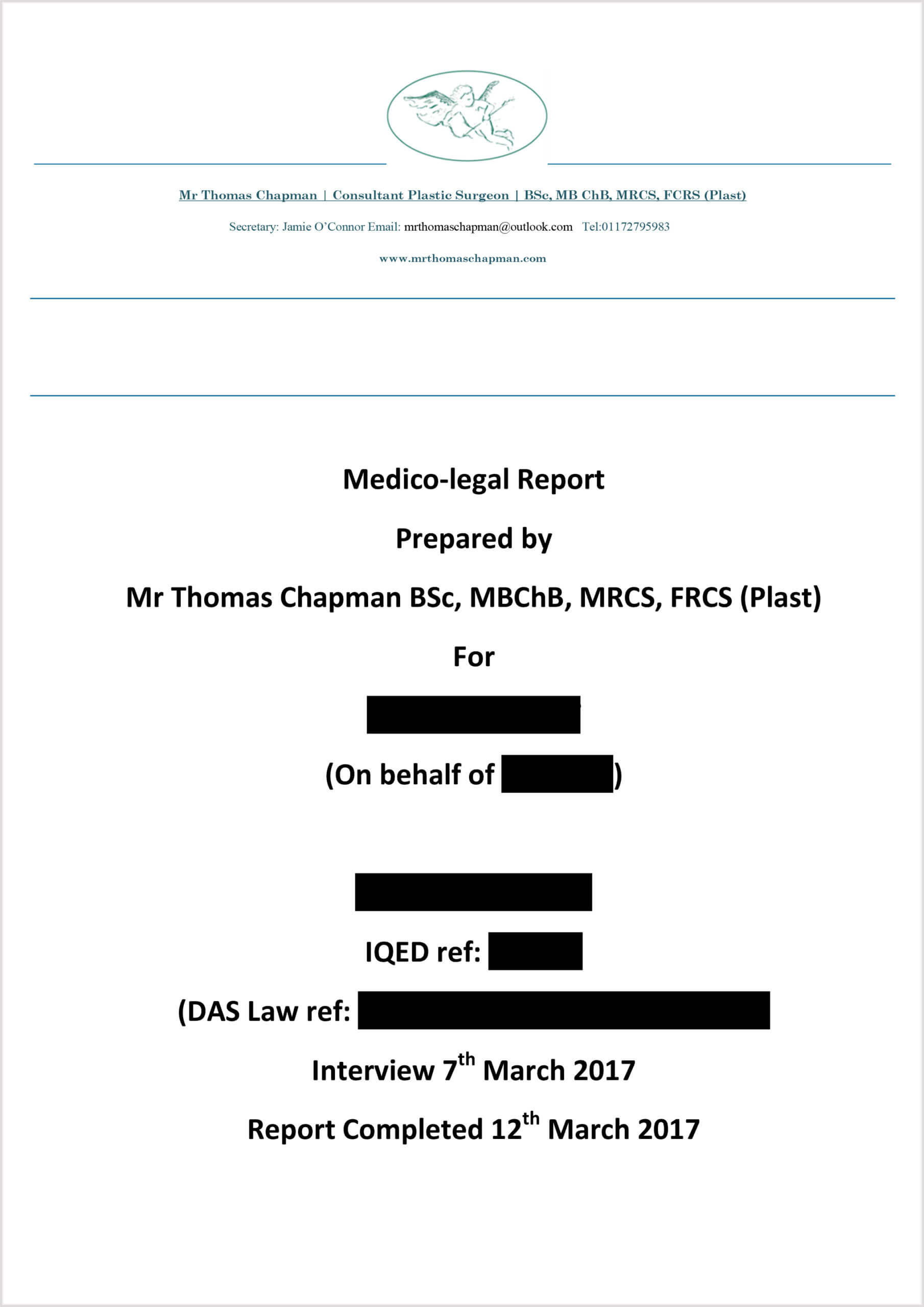 Medicolegal Reporting – Mr Thomas Chapman With Expert Witness Report Template