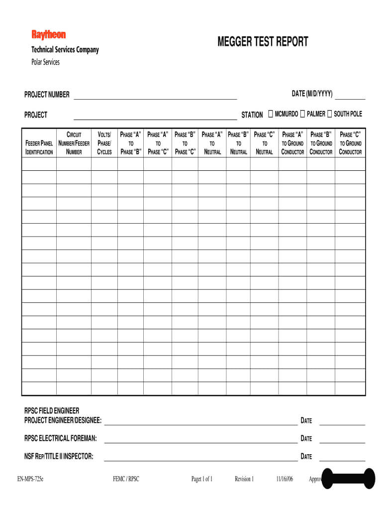 Meggaer Test Report Form Download – Fill Online, Printable Pertaining To Megger Test Report Template