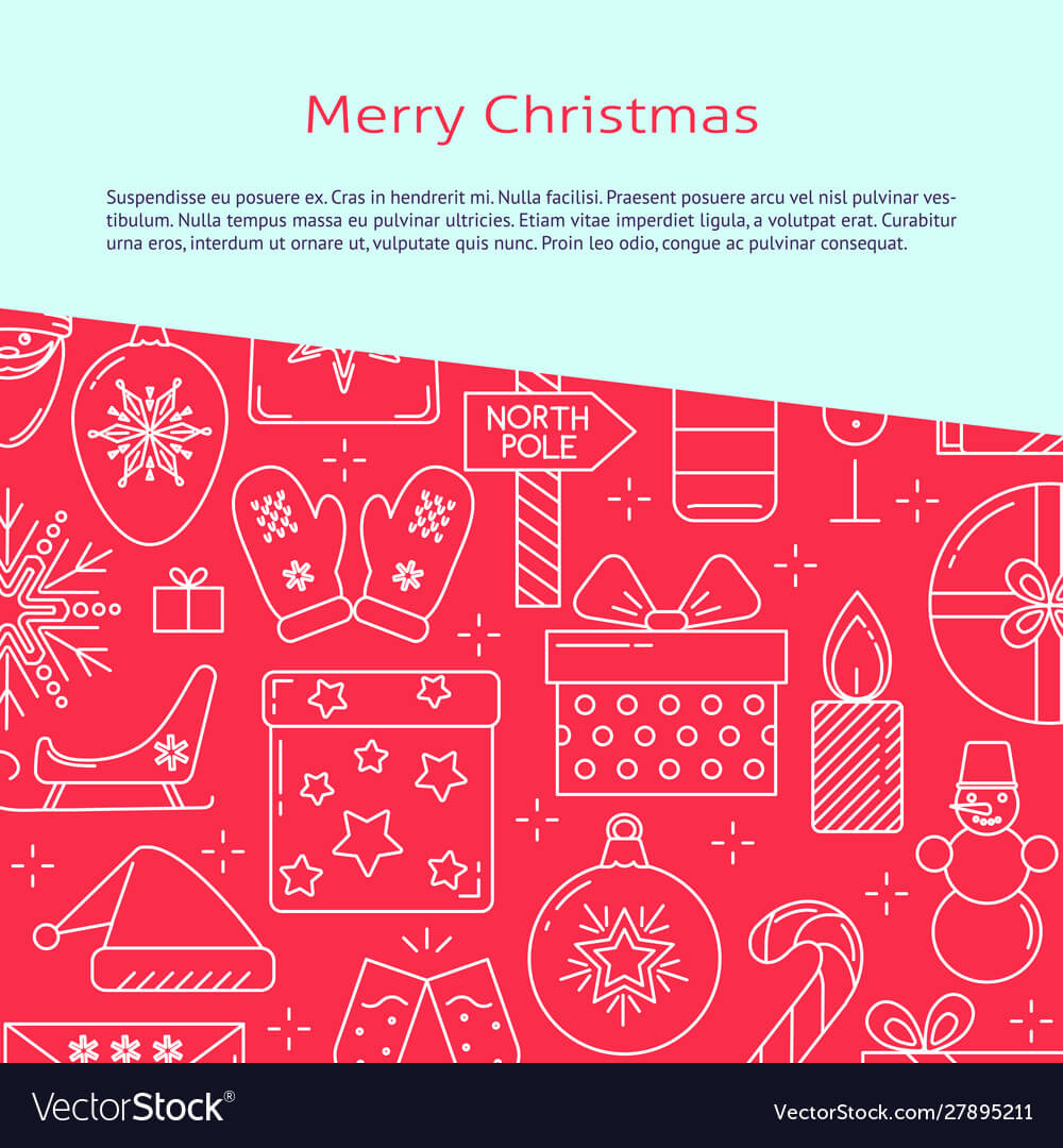 Merry Christmas Banner Template In Line Style Throughout Merry Christmas Banner Template