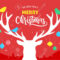 Merry Christmas Banner, Xmas Template Background With Deer Silhouette,.. With Merry Christmas Banner Template