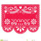 Mexican Papel Picado Template Design – Traditional Red Within Blank Sugar Skull Template