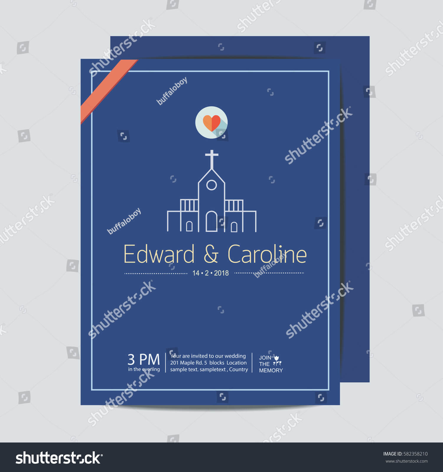 Minimal Wedding Invitation Card Template Church Stock Vector Pertaining To Church Wedding Invitation Card Template
