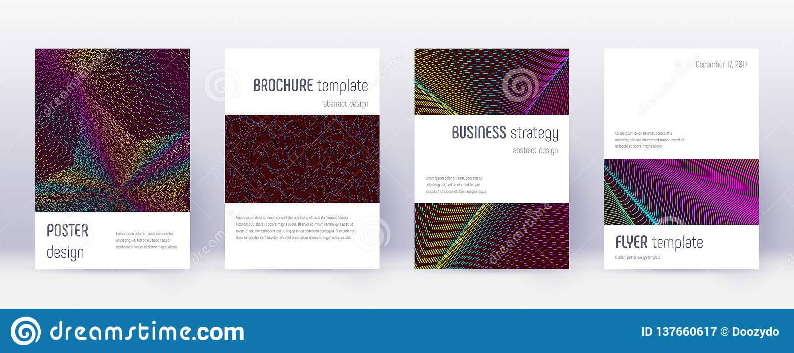 Minimalistic Brochure Design Template Set. Rainbow Stock Within Wine Brochure Template