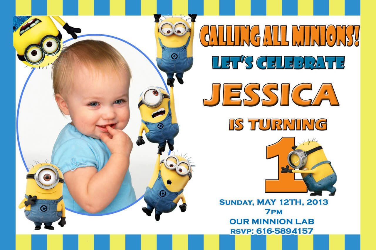 Minion Birthday Invitations : Minion Birthday Invitations With Minion Card Template