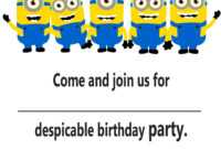 Minion Birthday Invitations : Minion Birthday Invitations with regard to Minion Card Template