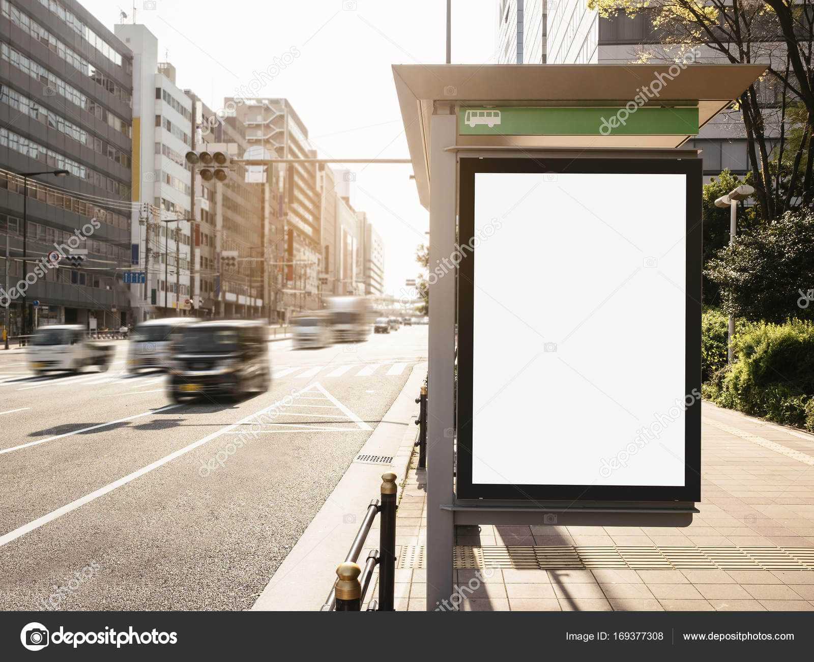 Mock Up Banner Template At Bus Shelter Media Outdoor Display Pertaining To Street Banner Template