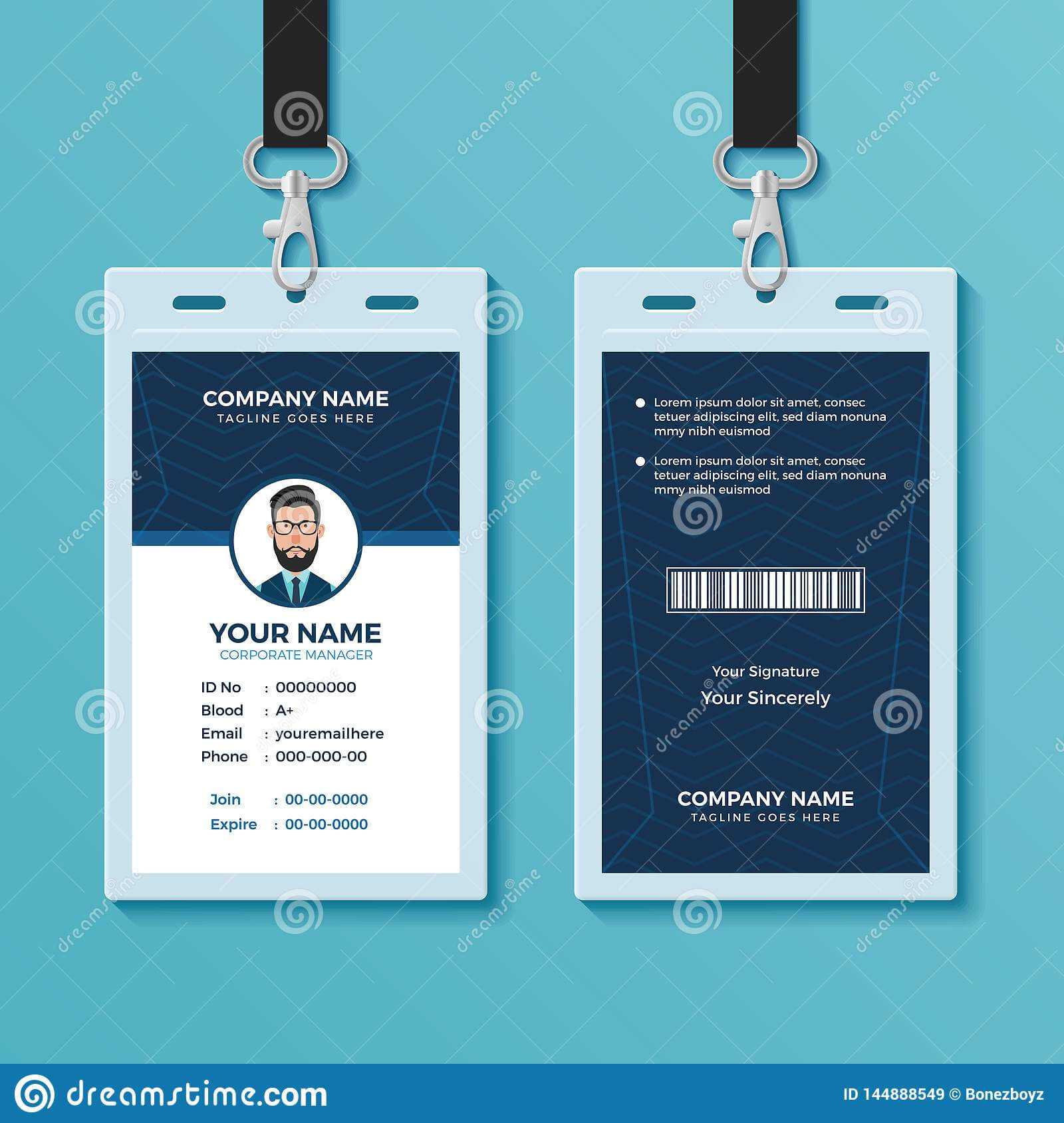 Modern And Clean Id Card Design Template Stock Vector With Conference Id Card Template